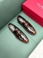 Ferragamo Black and brown calfskin Leather Shoes-Ferragamo Man Business Leather Shoes